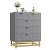 5-Drawer Dresser for Bedroom – Modern White Chest with Gold Metal Legs & Handles - 3 of 4