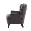 APRILSOUL Vintage-Inspired Upholstered Lounge Chair with Nailhead Trim, Solid Wood Legs and Elegant Curved Backrest - 4 of 4