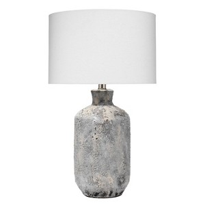 Blaire Table Lamp Gray - Splendor Home: Ceramic Base, Textured Stone Finish, Cream Drum Shade - 1 of 4