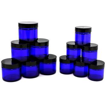 Cornucopia Brands Cobalt Blue 1oz/2oz Glass Cosmetic Jars, 12pc Combo Set; Empty Refillable Containers