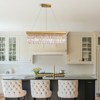 Siljoy Modern Crystal Chandelier, K9 Rectangular Chandelier, Luxury Pendant Ceiling Light for Dining Room Kitchen Island - 3 of 4