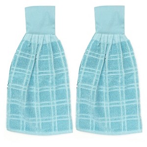 KOVOT Set of 2 Cotton Hanging Tie Towels | Include (2) Hanging Towels That Latch with Hook & Loop - 1 of 3