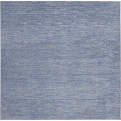 Square 9' Blue/Grey Synthetic Easy-Care Outdoor Rug