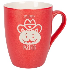 100 North Cowboy Hat Kitten 10 Ounce Crimson Red Metallic Finish, Comfortably Fits Your Hands, New Bone China Coffee Tea Cup Mug, Meowdy Partner - 1 of 1