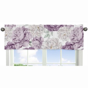 Sweet Jojo Designs Girl Window Valance Treatment 54in. Peony Floral Garden Purple Ivory and Green - 1 of 4