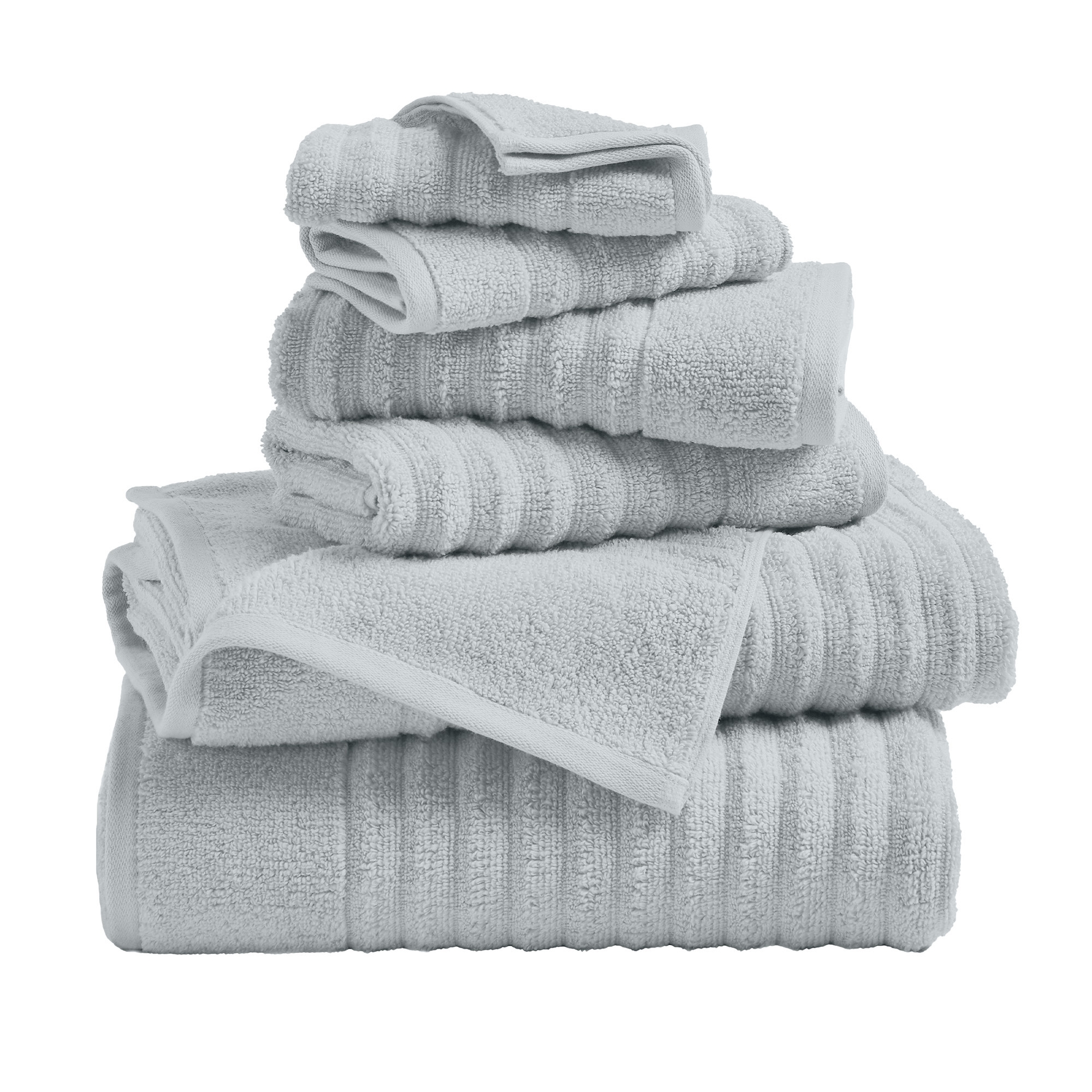 Luxury Cotton Ribbed Texture Towel Set - Great Bay Home (6 Piece Set, Light Blue)