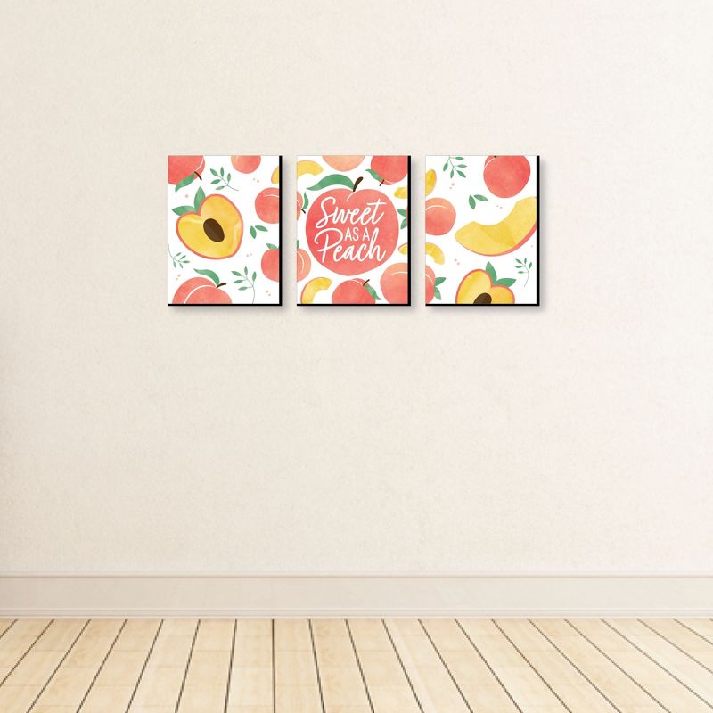Big Dot of Happiness Sweet as a Peach - Fruit Kitchen Wall Art and Kids Room Decor - 7.5 x 10 inches - Set of 3 Prints, 3 of 8