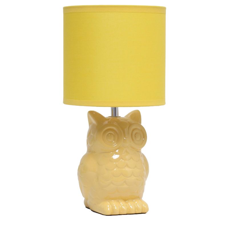 12.8" Contemporary Ceramic Owl Bedside Table Lamp with Matching Fabric Shade - Simple Design, 1 of 12