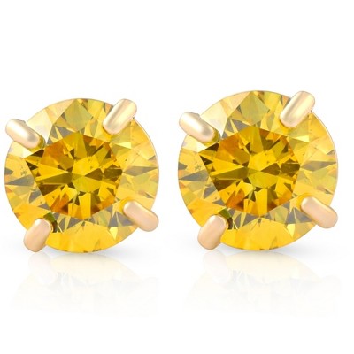 Pompeii3 1/2ct Fancy Yellow Diamond Studs 14K Yellow Gold Screw Back Lab Created Earrings