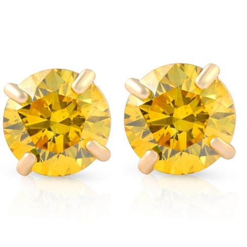 Pompeii3 1 1/2 ct Round Diamond Stud Earrings in 14K Yellow Gold with Screw Backs