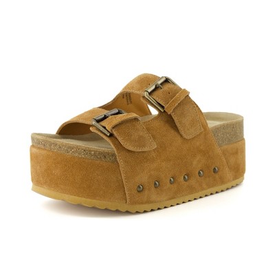CUSHIONAIRE Women's Guru Genuine Leather footbed platform sandal with +Comfort, Wide Widths Available