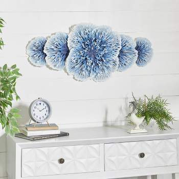 Metal Floral 3D Wall Decor Blue - Olivia & May