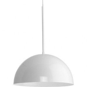Progress Lighting Perimeter 1-Light Pendant, Steel, White Finish, Open Shade: Iconic modern design for mid-century and contemporary interiors. - 1 of 1