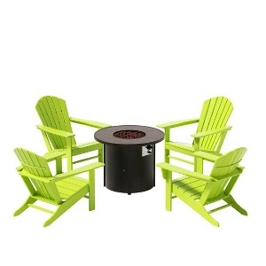 WestinTrends Outdoor Patio Adirondack Chair With Round Fire Pit Table Sets - 1 of 2