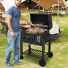 Costway Barrel Charcoal Grill with 2 Folding Side Tables 24-Inch Outdoor Barbecue Grill - 2 of 4