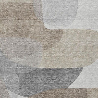 HomeRoots 3' X 5' Taupe And Gray Abstract Washable Indoor Outdoor Area Rug