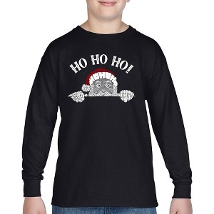 LA Pop Art Peeking Santa - Boy's Word Art Long Sleeve T-Shirt - 1 of 4