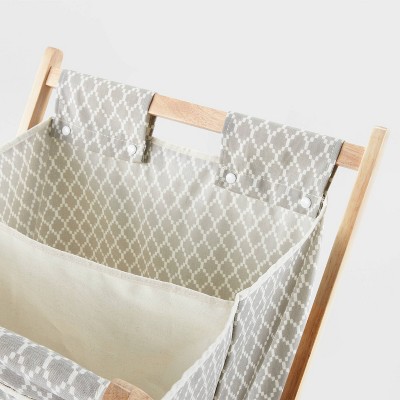 Wooden X-Frame Double Hamper Gray Diamond Print - Brightroom&#8482;