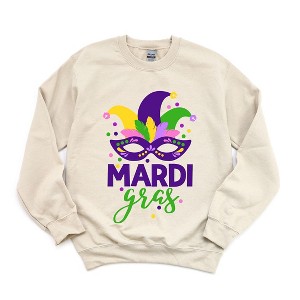 Simply Sage Market Women's Graphic Sweatshirt Mardi Gras Mask - 1 of 4