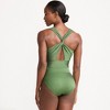 Lands' End Women's Shine Ribbed Twist Back High Leg One Piece Swimsuit - 2 of 4