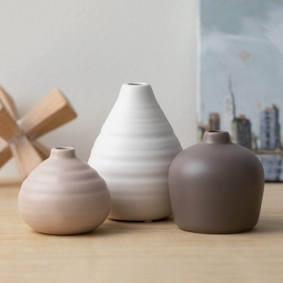 Neutral Ceramic Bud Table Vase Set of 3