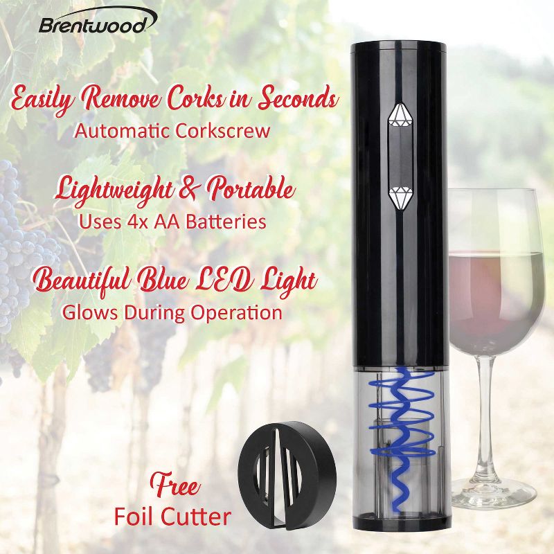 Brentwood Portable Wine Bottle Opener with Foil Cutter, 5 of 9