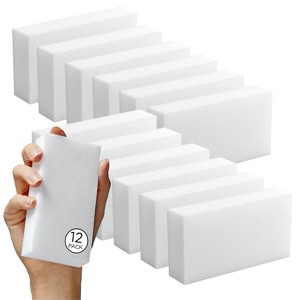 LOLA Products Rubaway Eraser Pad, Melamine Sponge, Comparable to Popular Brand Eraser Pads, Powerfully Removes Soap Scum, Scuff Marks, Ink, 12 Pack - 1 of 4