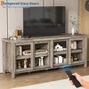 EcoSummer TV Stand for 65" TV, Mid-Century Modern Entertainment Center with 4 Sliding Glass Doors & Storage Cabinets, Grey - 4 of 4