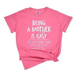 Simply Sage Market Women's Being A Mother Is Easy Short Sleeve Garment Dyed Graphic Tee - 1 of 2