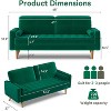 Vipbear 3 Seater Sofa Couch, 68" Velvet Loveseat Sofa with Tufted Seat Cushion and Bolster, Mid Century Modern Couch with Solid Wood Legs, Green/Gray - 2 of 4