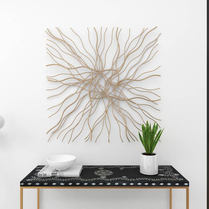 Metal Geometric Overlapping Lines Wall Decor Gold - Olivia &#38; May, 1 of 16