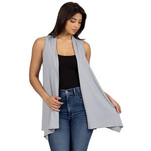 Womens Draped Open Front Sleeveless Vest Cardigan - 24seven Comfort Apparel™ - 1 of 4