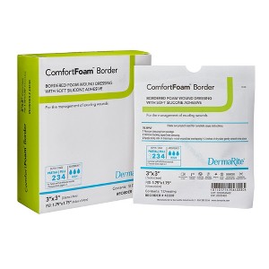 ComfortFoam Bordered Foam Wound Dressing, Silicone Adhesive - 10 Pack - 1 of 2