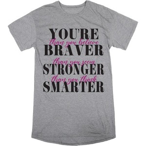 "You're Braver, Stronger, Smarter..." Women's Crew Neck Short Sleeve Top - 1 of 2