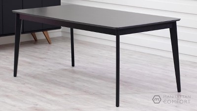 Manhattan Elegance 75" Cream Solid Wood Mid-Century Dining Table