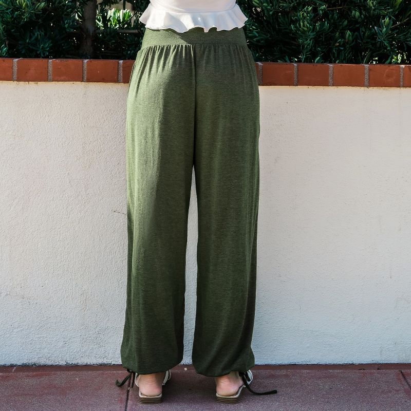 Women's Olive Surplice Waist Straight Leg Pants - Cupshe, 4 of 6
