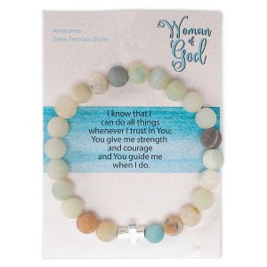 Dicksons Woman Of God Cross Ivory One Size Amazonite Stone Bracelet On Presentation Card - 1 of 4