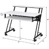 PAGED Computer Desk Modern Simple Music Desk with Open Shelves, Keyboard Tray and Hooks for Work - 3 of 4