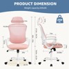FURNIinspire Task And Office Chairs High-Back Mesh Rolling Work Task Chairs With Wheels And Adjustable Headrests, Fixed Arms, Pink, 25"*27"*53" - 3 of 4
