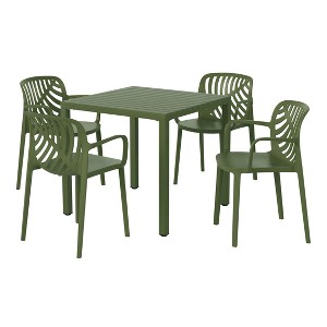 WestinTrends Playa 5-Piece Outdoor Square Dining Table Patio Set with Stackable Patio Dining Chairs - 1 of 4
