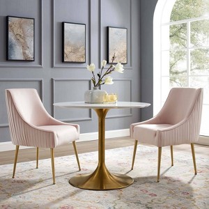 Set of 2 Discern Pleated Back Upholstered Performance Velvet Dining Chairs - Modway - 1 of 4
