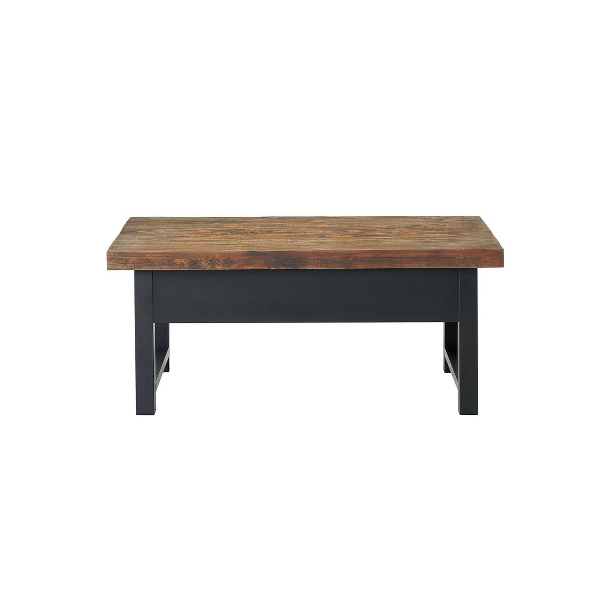 42" Pomona Coffee Table: Rustic Lift-Top Storage, Distressed Pine Wood, Industrial Style, Black Frame