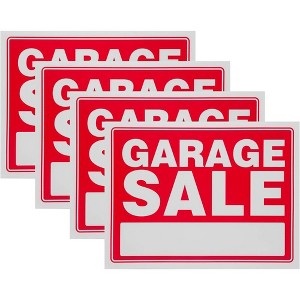 GARAGE SALE Sign Red Yard Sales Street Signs by Ram-Pro - 9 x 12 inch Plastic Banner Labels for Winter, Christmas, Holiday Sale Events - 1 of 4