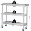 Stainless Steel Work Table, 3-Shelf Commercial Food Prep Table,Rust-Resistant Metal Utility Table for Kitchen, Restaurant - 3 of 4