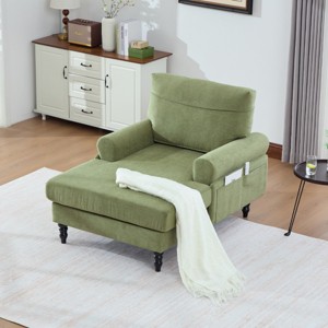 Modern Chenille Chaise Lounge Recliner, Oversized Single Sofa with Side Pockets for Living Room Bedroom-3irtyhousy - 1 of 4