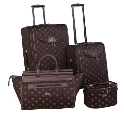  American Flyer Luggage Signature 4 Piece Set, telescoping  handle, Brown, One Size