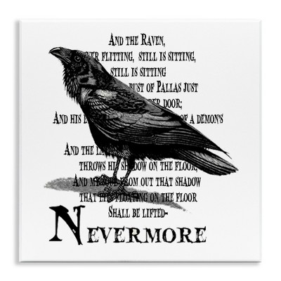 Stupell Industries Creepy Halloween Black Crow Raven, 12" x 12"
