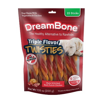 DreamBone Twisties Dog Treat Sticks with Pork, Chicken & Beef Flavor - 7.05oz/25ct