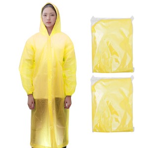 Unique Bargains Waterproof Reusable Rain Ponchos with Hood and Drawstring for Men and Women EVA 2 Pcs - 1 of 4