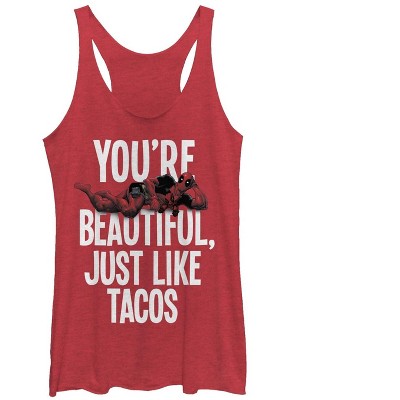 Women's Marvel Deadpool Beautiful Just Like Tacos Racerback Tank Top ...